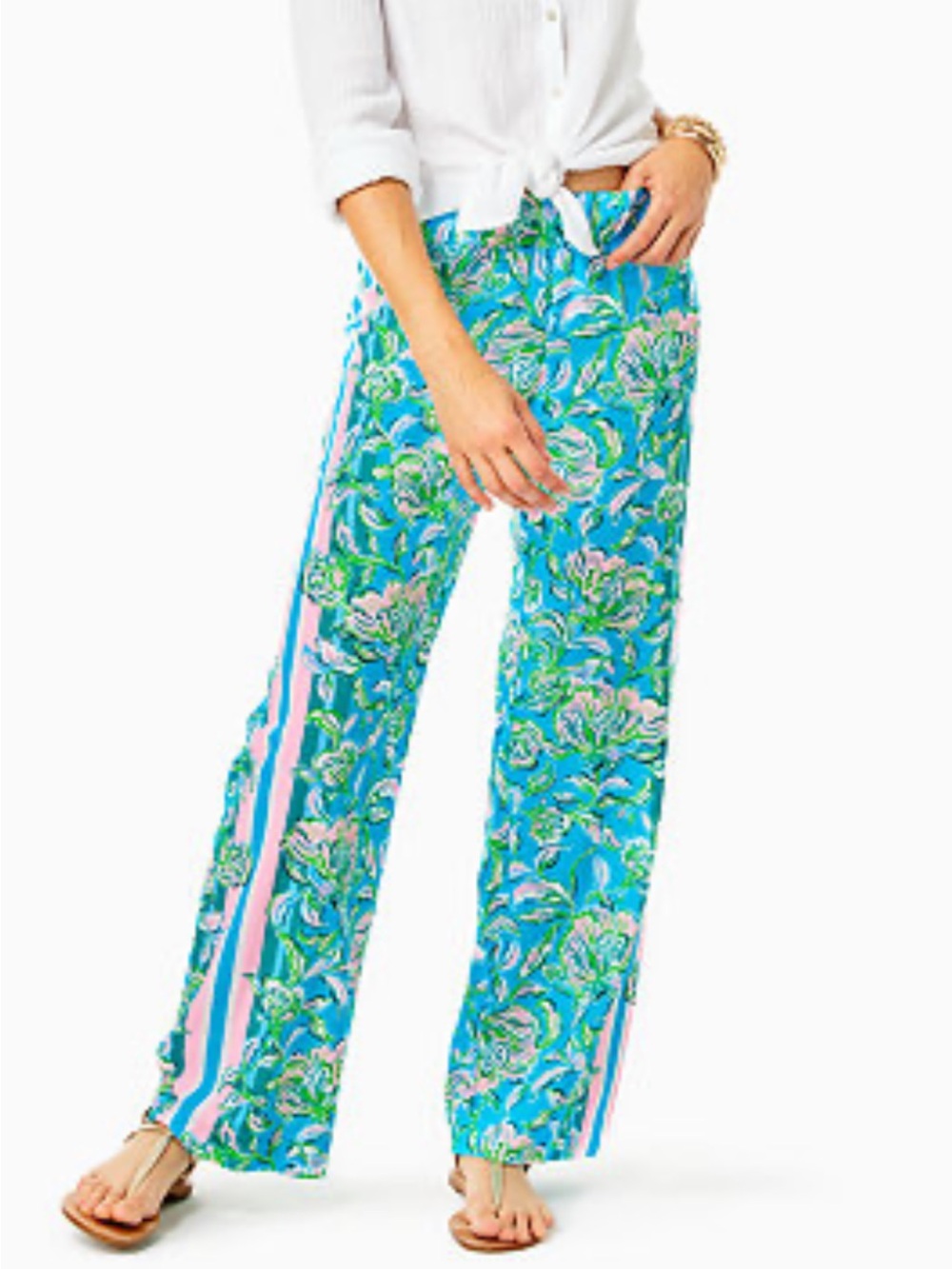 Lilly Pulitzer Palazzo pants in Cumulus Blue Chick Magnet print. Size M